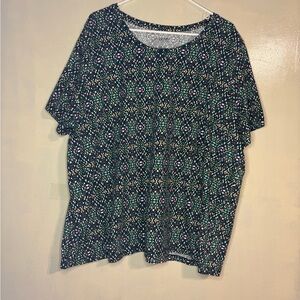 Catherine’s women’s plus size 3XWP geometric print blouse top artsy stretch
